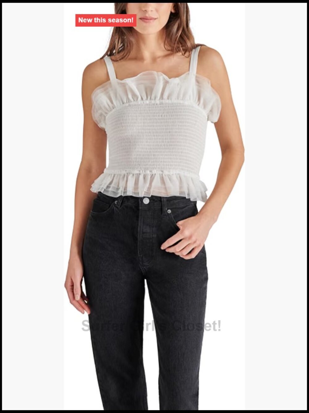 Ruffle Neckline Short Sleeve Crop Top Solid Lightweight